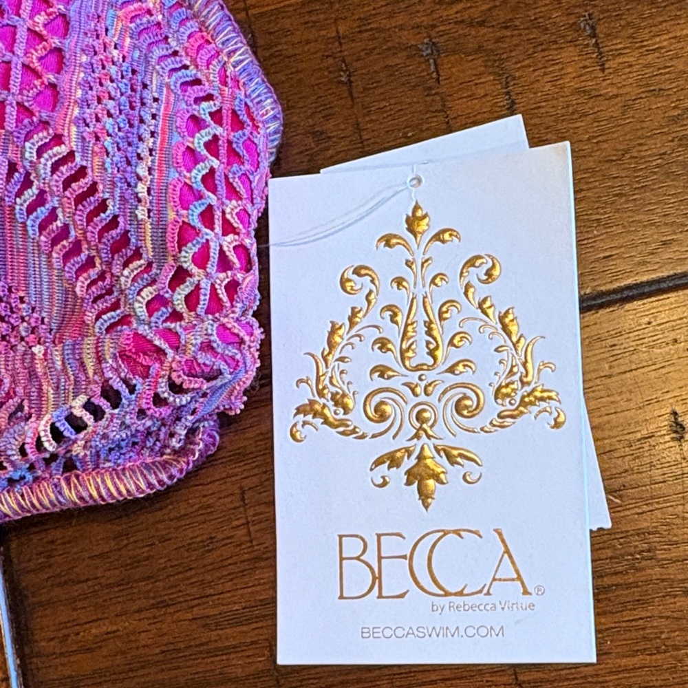 BECCA Pink/Purple Crochet Bikini Top - Small - Boho Barbie, Hippie - Sun ☀️ - Picture 2 of 7